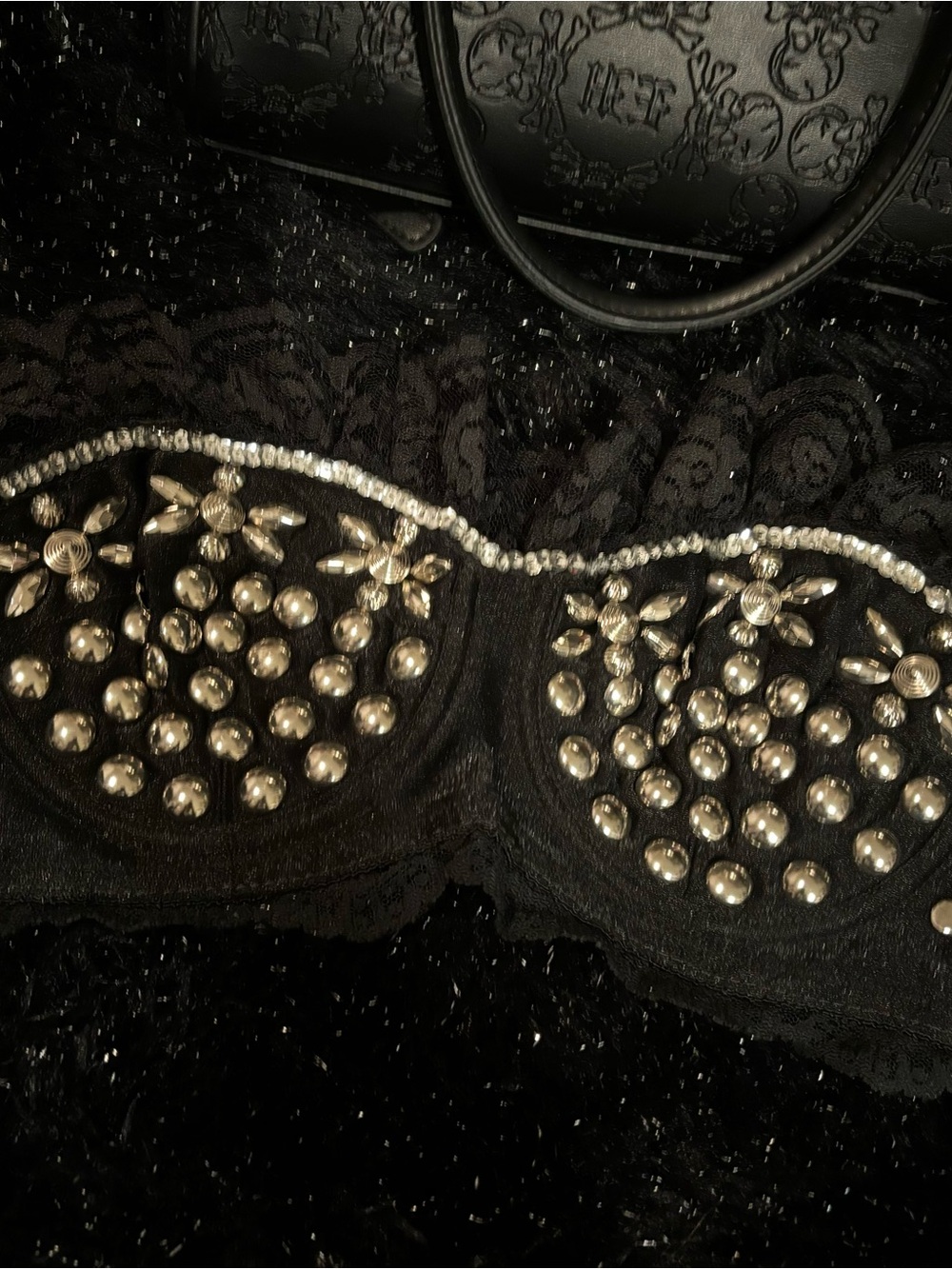 Custom Studded Lace Rock Bra